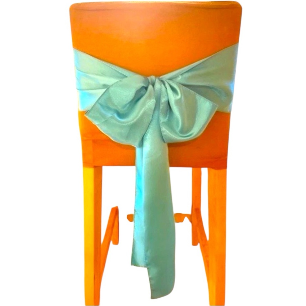 14~Elegant Chair Sash in Satin Aqua Blue & Tiffany Color in size 6” x 106”